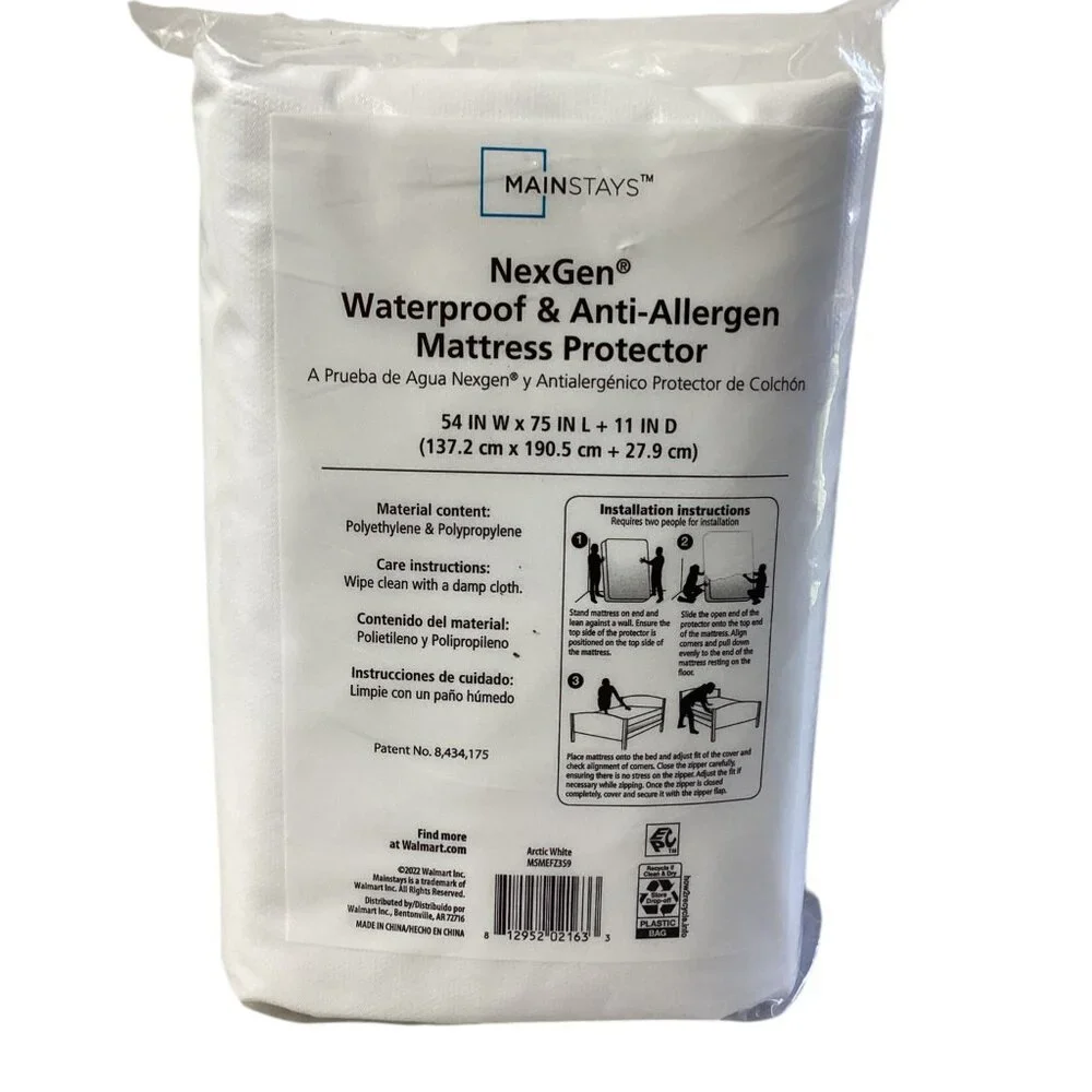 Mainstays NexGen Waterproof & Anti-Allergen Zippered Mattress Protector in Full